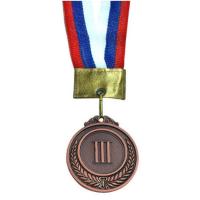 Медаль наградная малая 3-место (римские цифры) (5,3*0,3см. с ленточкой триколор) No.97-3